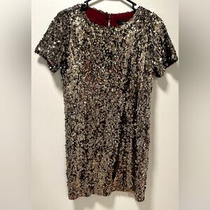ARK & CO size SMALL gold all over sequined mini formal, prom or party dress.